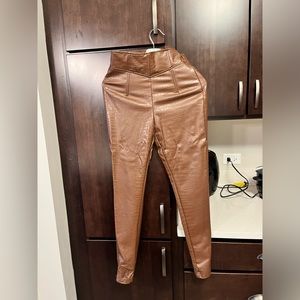 Jlux label brown faux leather croc effect pants. High waist